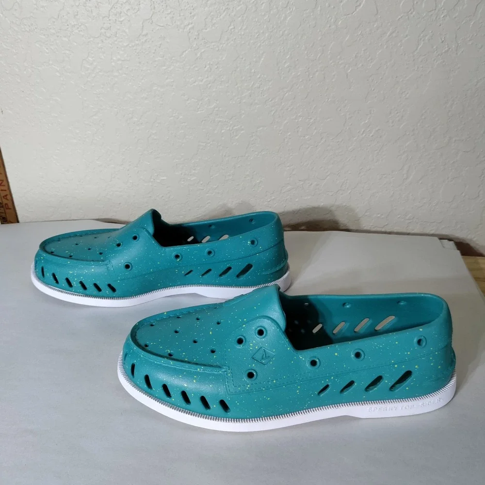Sperry Authentic Original Float Boat Shoes Teal Splatter Mens 10 Womens 12